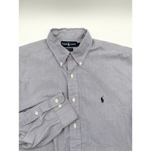 Ralph Lauren Yarmouth Stripe Pinpoint Oxford Shirt Blue White Men's L 16.5 32/33